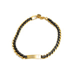 Leather Braid Bold Necklace - GOLD