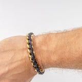 Unisex Leather Braid Bold Bracelet - GOLD