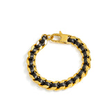 Unisex Leather Braid Bold Bracelet - GOLD
