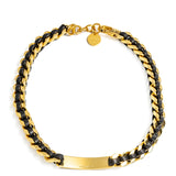Leather Braid Bold Necklace - GOLD