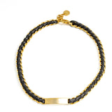 Leather Braid Bold Necklace - GOLD