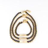 Leather Braid Bold Necklace - GOLD