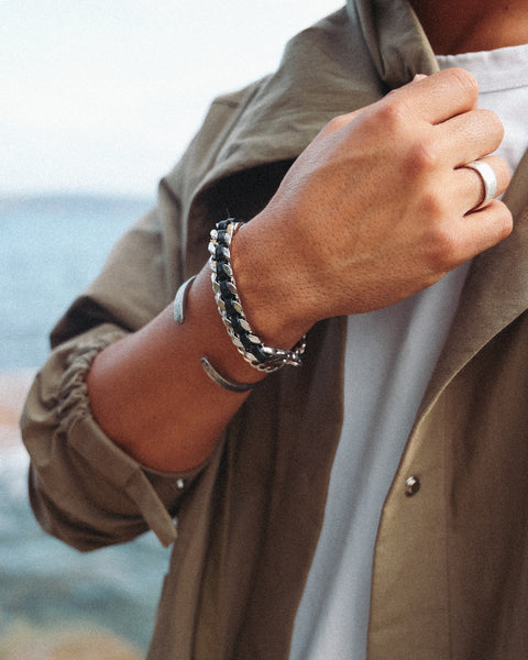 Unisex Leather Braid Bold Bracelet